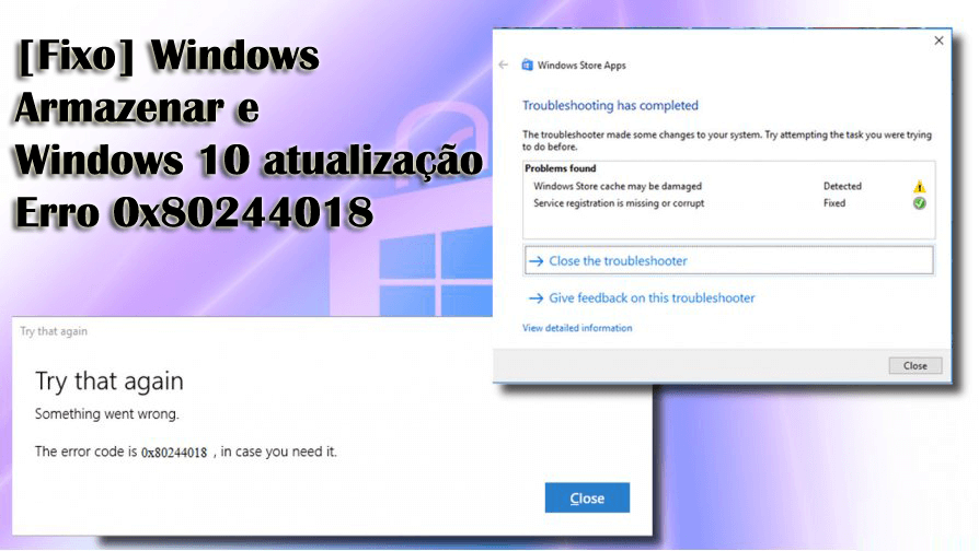 Windows 10 erro 0x80244018