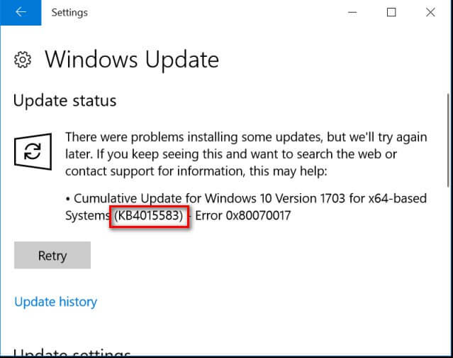 reparar o Windows 10 Error Code 0x80070017