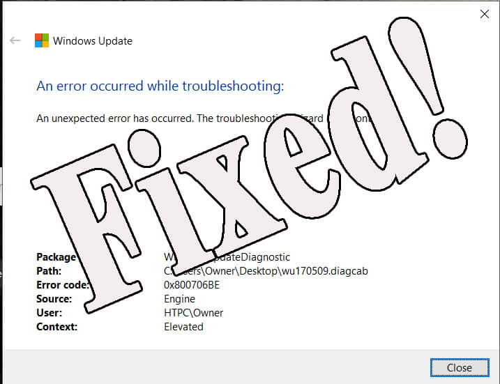 erro de atualização do Windows 10 0x800706be