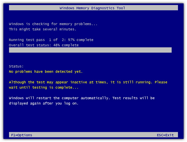 diagnóstico de memória do Windows