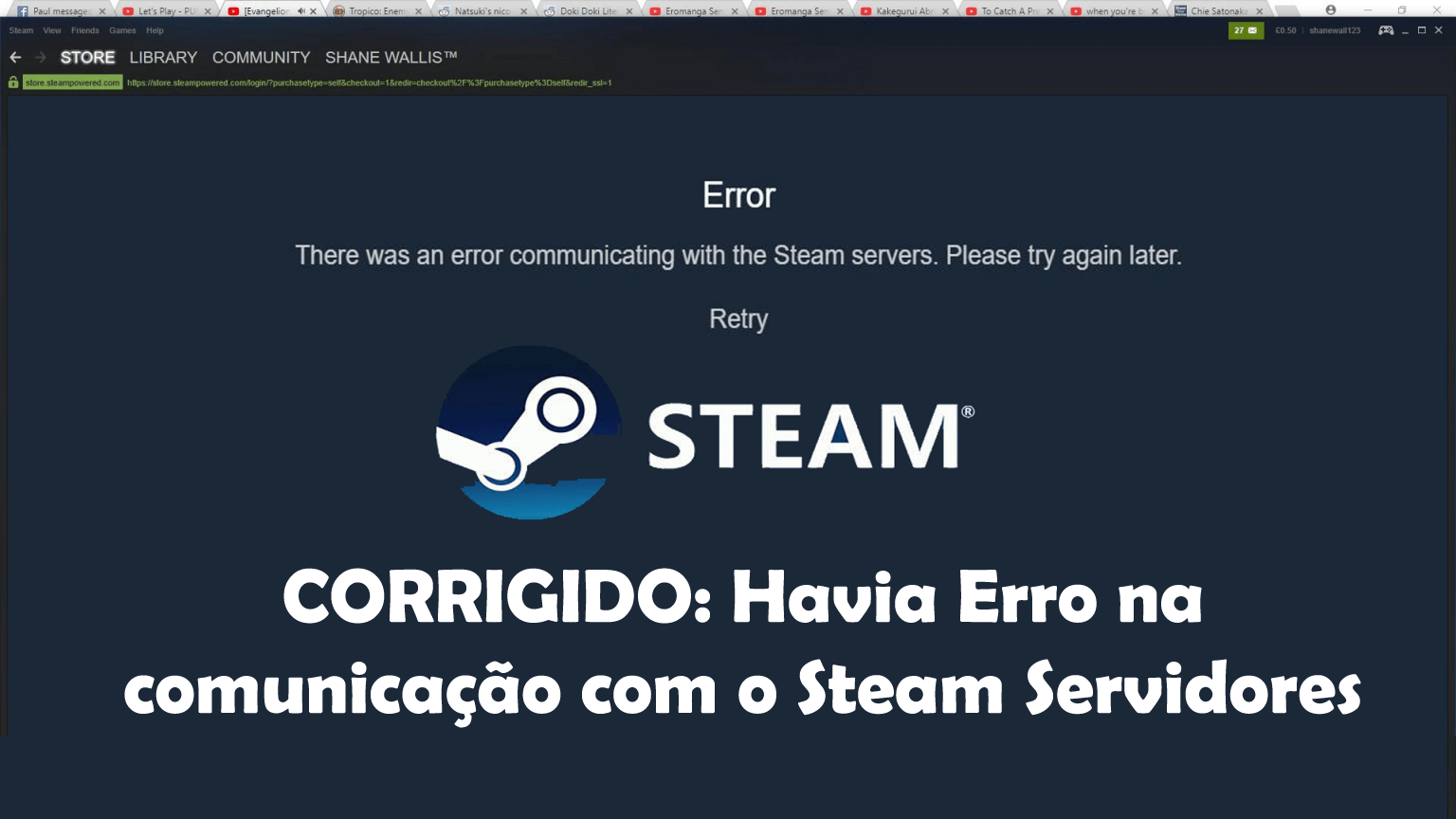 erro de comunicação com servidores steam