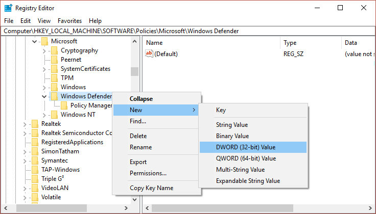 Windows Defender obter desabilitado automaticamente
