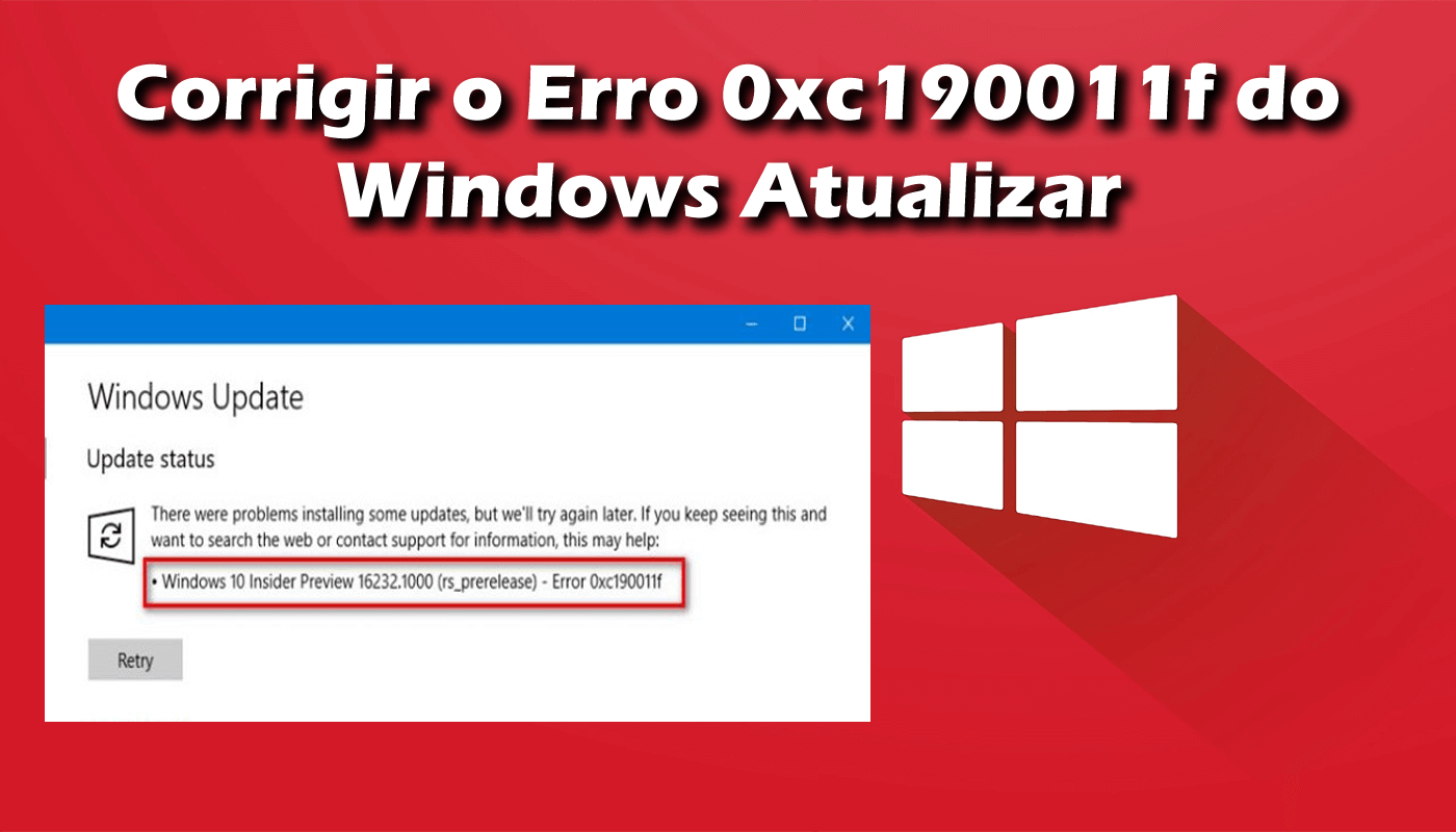 corrigir o erro 0xc190011f do Windows Atualizar