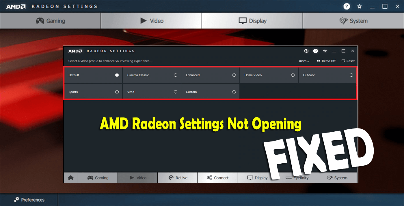 As configurações de AMD Radeon não abrirão problemas