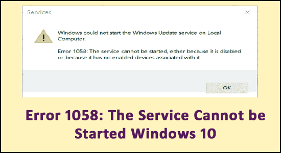 Erro 1058 do Windows 10