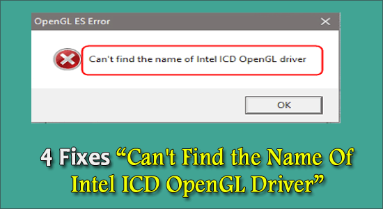 Não é possível encontrar o nome do driver Intel ICD OpenGL