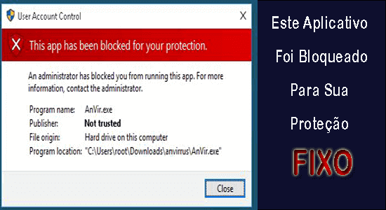 este aplicativo foi bloqueado para sua proteção