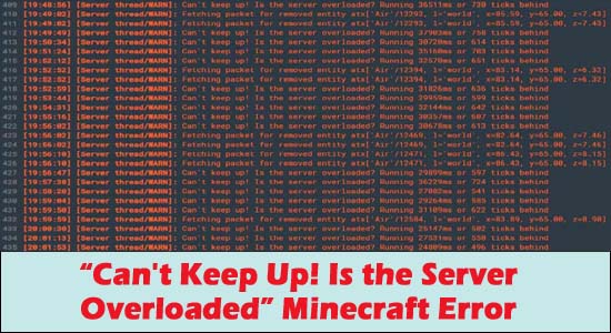 servidor minecraft não pode acompanhar é a correção do servidor sobrecarregado
