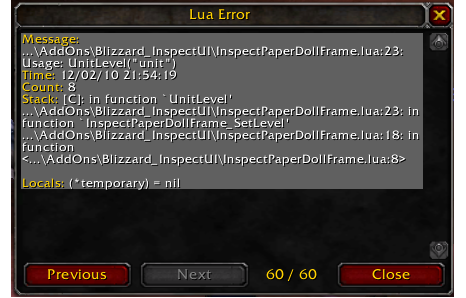 Erro de Lua World of Warcraft