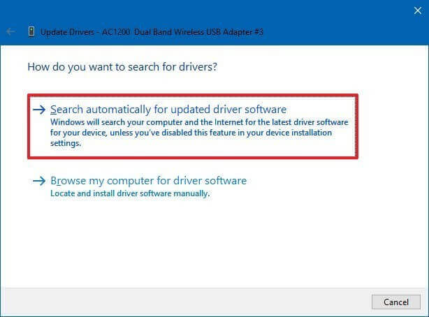 Pesquisar automaticamente para atualizar o software do driver