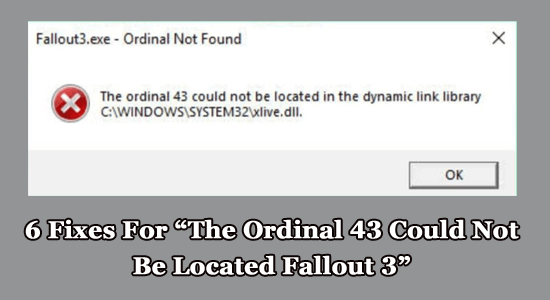 corrigir O Ordinal 43 não pôde ser localizado Fallout 3