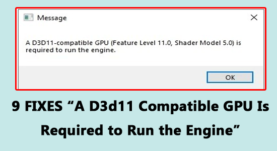 Uma GPU compatível com D3d11 é necessária para executar o mecanismo
