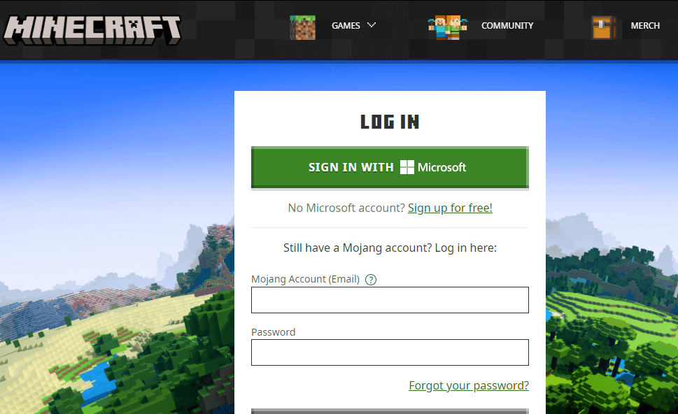 Falha ao criar erro de perfil no Minecraft
