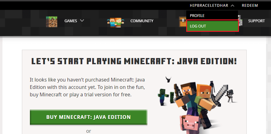 Falha ao criar erro de perfil no Minecraft